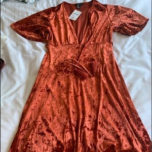 Crushed velvet orange dress